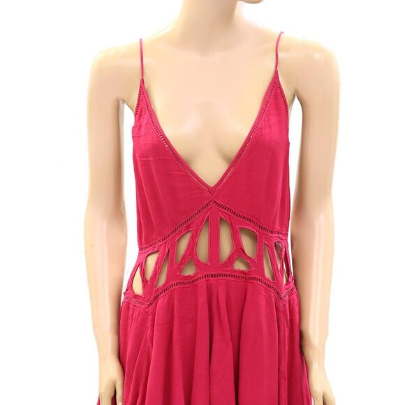 Free People Beach Club Slip Mini Dress Crochet Cutout Sleeveless Solid S 274415 - Picture 4 of 7